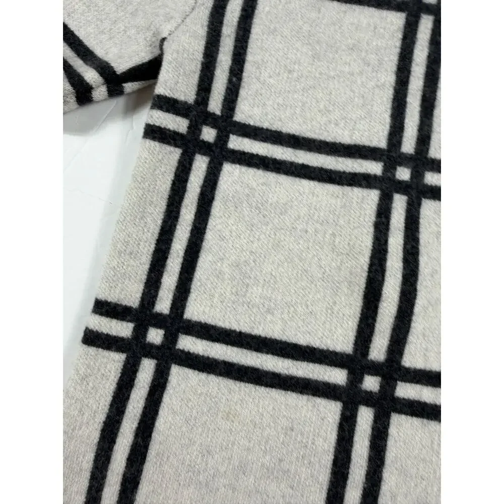 Nui Organics Merino Wool Plaid Turtleneck Sweater Dress Gray Plaid Size 5